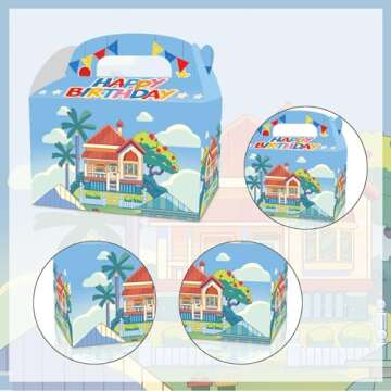 POAKYPA 12 PCS Blue Dog Birthday Party Supplies,Cartoon Kid Party Decorations bags, candy boxes,Boys and Girls Birthday Party Decorations