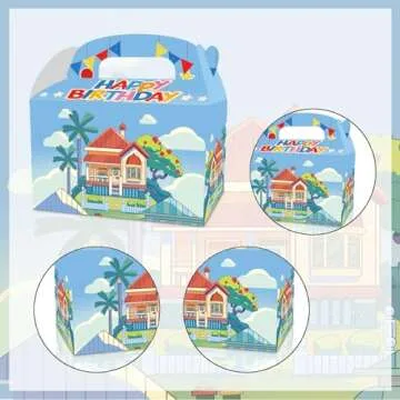 POAKYPA 12 PCS Blue Dog Birthday Party Supplies,Cartoon Kid Party Decorations bags, candy boxes,Boys and Girls Birthday Party Decorations