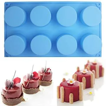 8-Cavity Large Round Silicone Baking Mold, SourceTon 3 Packs of Food Grade Non-Stick Baking Molds for Cake, Candy, Handmade Soap Muffin, Cupcake, Ice Cube