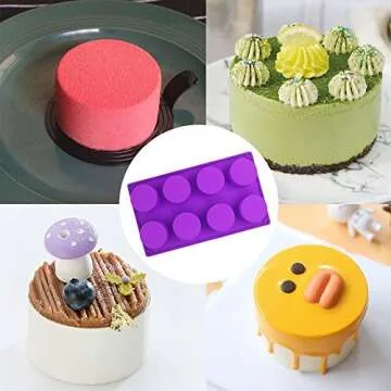 8-Cavity Large Round Silicone Baking Mold, SourceTon 3 Packs of Food Grade Non-Stick Baking Molds for Cake, Candy, Handmade Soap Muffin, Cupcake, Ice Cube