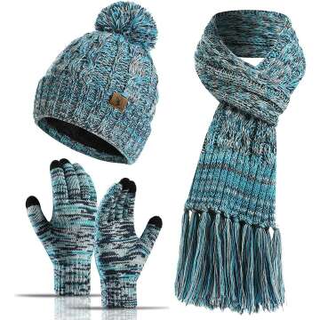 Winter Warm Hat Scarf and Gloves Set for Women