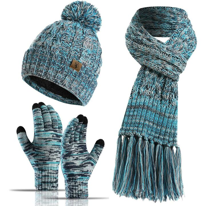 Winter Warm Hat Scarf and Gloves Set for Women