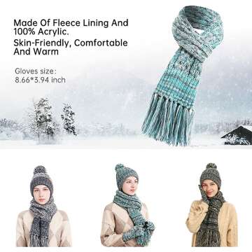 Winter Warm Hat Scarf and Gloves Set for Women