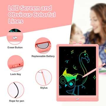 LCD Writing Tablet for Kids, 10 Inch Electronics Drawing Tablet Reusable Drawing Pad，Colorful Dood...