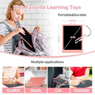 LCD Writing Tablet for Kids, 10 Inch Electronics Drawing Tablet Reusable Drawing Pad，Colorful Doodle Board Digital Writing Pad, Toddler Educational Learning Toys for 3 4 5 6 7 8 Years Old Girls