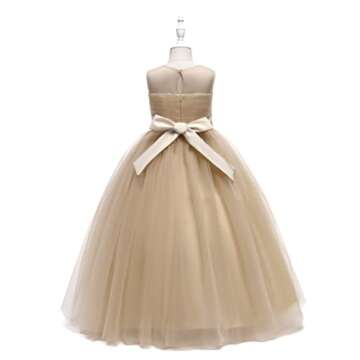 Glamulice Golden Flower Girl Dresses for Wedding Teen Girls Holiday Birthday Party Ball Gown Young G...