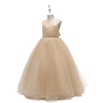 Glamulice Golden Flower Girl Dress for Young Girls Party