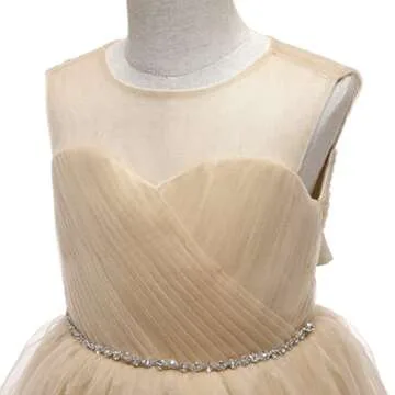 Glamulice Golden Flower Girl Dress for Young Girls Party