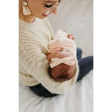 Copper Pearl Baby Bows: Stylish Headbands for Baby Girls, Premium Soft and Stretchy Baby Headbands, Perfect for Newborns, Trendy Designs - Blush