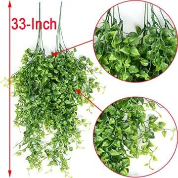 CLONG 2pcs Artificial Hanging Plants 32-in Fake Hanging Plant Fake Ivy Vine Outdoor UV Resistant Plastic Plants (Ivy)