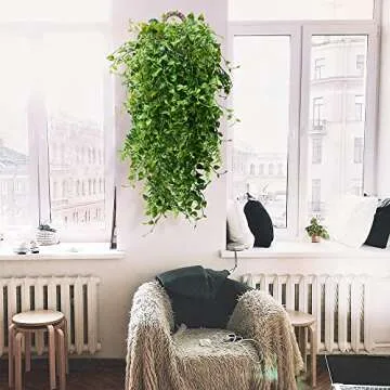 CLONG 2pcs Artificial Hanging Plants 32-in Fake Hanging Plant Fake Ivy Vine Outdoor UV Resistant Plastic Plants (Ivy)