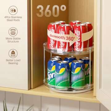 LAMU 2 Pack 2 Tier Lazy Susan Turntable Organizer 9.25'' Rotating Spice Rack Organization for Cabine...