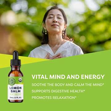 Vimergy USDA Organic Lemon Balm Extract, 115 Servings – Supports Calm and Relaxed Feeling– Relief from Occasional Nervous Tension – Alcohol-Free – Gluten Free, Non-GMO, Kosher, Vegan & Paleo (115 ml)