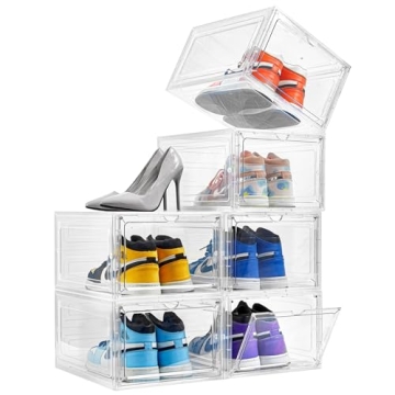 Attelite Drop Front Plastic Shoe Box Set of 6 - Stackable Display