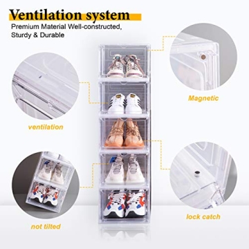Attelite Drop Front Plastic Shoe Box Set of 6 - Stackable Display