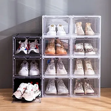 Attelite Drop Front Plastic Shoe Box Set of 6 - Stackable Display