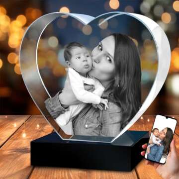 POEM Studio 3D Crystal Photo Heart – Personalized Gifts for Mother’s Day, Mom, Women – 3D Phot...