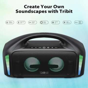 Tribit StormBox Blast Portable Speaker: 90W Loud Stereo Sound with XBass, IPX7 Waterproof Bluetooth Speaker with LED Light, PowerBank, Bluetooth 5.3&TWS, Custom EQ, 30H Playtime for Outdoor