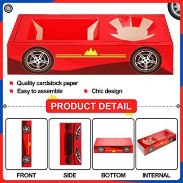 Lincia 12 Pieces Race Car Party Food Boxes Car Birthday Party Supplies Food Trays with Snack and Drinks Boxes and One Pack Checkered Napkin for Birthday Race Themed Supplies