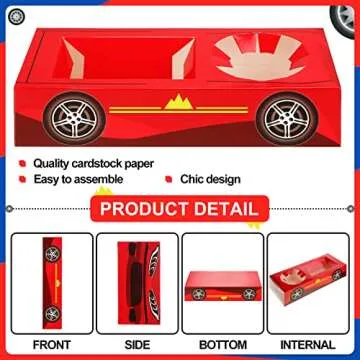 Lincia 12 Pieces Race Car Party Food Boxes Car Birthday Party Supplies Food Trays with Snack and Drinks Boxes and One Pack Checkered Napkin for Birthday Race Themed Supplies