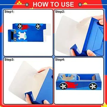 Lincia 12 Pieces Race Car Party Food Boxes Car Birthday Party Supplies Food Trays with Snack and Drinks Boxes and One Pack Checkered Napkin for Birthday Race Themed Supplies