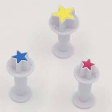 gobaker Star Mini Fondant Plunger Cutter Set Cake Cookies Cupcake Decorating Tool DIY Mold, 3-Pack,Small