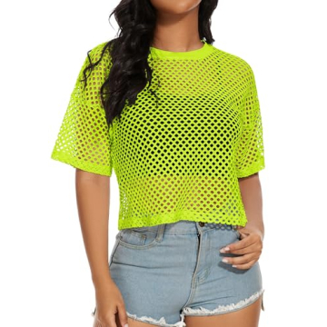 Stylish Women's Sheer Fishnet Crop Top for Summer Events
