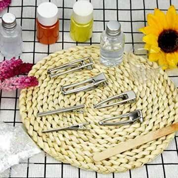 Bskifnn 60PCS Hair Clips for Silicone Resin Molds, DIY Hair Bow Clips Pearl Hairpin Hair Accessories for Girls and Women (Silver)