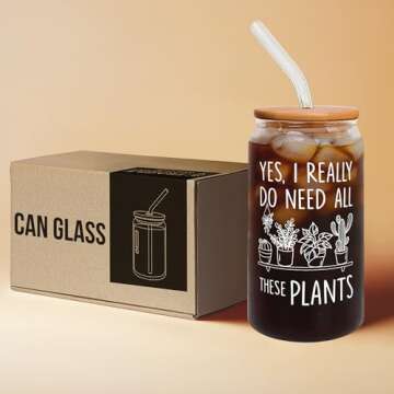 Pawzity Gifts for Plant Lovers - Plant Lover Gifts - Mothers Day Gift for Plants Lovers - Plants Lover Ideas for Women - Gardening Gift Ideas - 16 Oz Can Glass