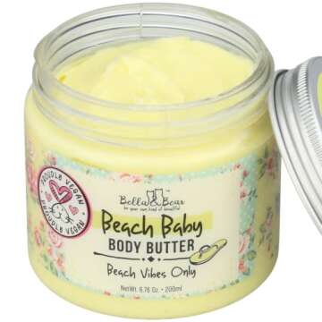 Bella and Bear Beach Baby Body Butter - Moisturizing Shea Cream for Women - Vegan, Cruelty& Oil-Free...