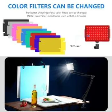 3 Packs 70 LED Video Conference Lighting with C Clamp Arm Stand/Color Filters, Obeamiu 5600K USB Stu...