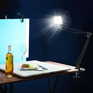 3 Packs 70 LED Video Conference Lighting with C Clamp Arm Stand/Color Filters, Obeamiu 5600K USB Studio Light Photography Lighting Kit for Live Game Streaming, YouTube, Zoom Call, Collection Portrait