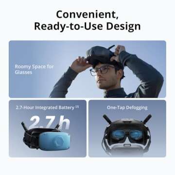 DJI Goggles N3, FPV Goggles with 1080p Ultra-Wide Screen, Immersive Flight Experience, FPV Drone Goggles, Wireless Streaming, Drone Goggles, Ready-to-Use Kit, AR Cursor