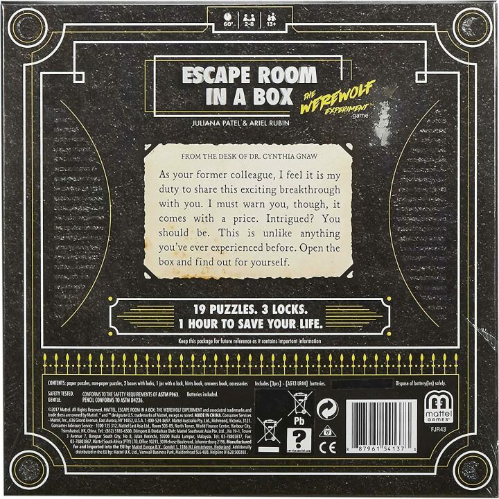 Escape Room In A Box: Werewolf Experiment Game