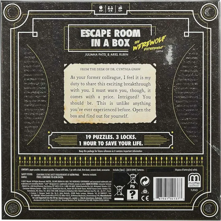 Escape Room In A Box: Werewolf Experiment Game