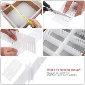 JSF Adjustable Drawer Dividers - Set of 12 Organizers