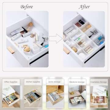 JSF Adjustable Drawer Dividers - Set of 12 Organizers