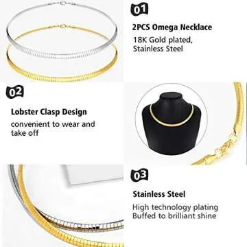 Elegant Set of 2 Stainless Steel Chokers for Women
