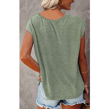 MIROL Women's Cap Sleeve Tank Tops U Neck Solid Color Casual Shirts Loose Fit Basic Blouse