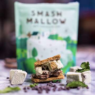 Mint Chocolate Chip by SMASHMALLOW | Snackable Marshmallows | Gluten Free | Non-GMO | Organic Cane Sugar | 100 Calories | Pack of 3 (4.5 oz)