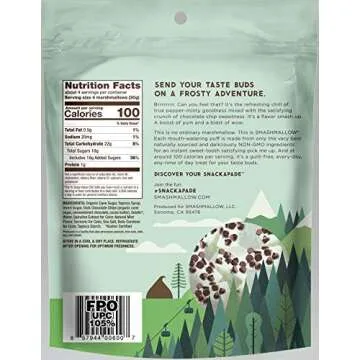 Mint Chocolate Chip by SMASHMALLOW | Snackable Marshmallows | Gluten Free | Non-GMO | Organic Cane Sugar | 100 Calories | Pack of 3 (4.5 oz)