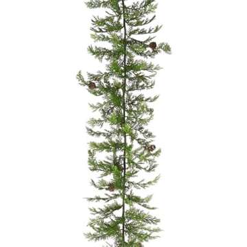 SilksAreForever 5'5" Cypress & Pinecone Artificial Garland -Green (Pack of 4)