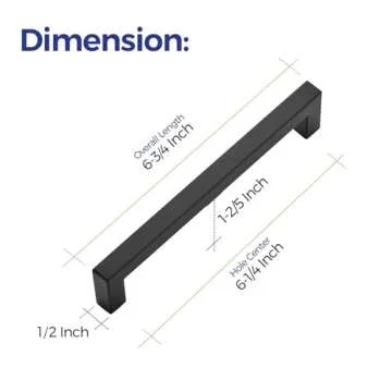 Ravinte 5 Pack 6-1/4 Inch Kitchen Square Cabinet Handles Matte Black Cabinet Pulls Stainless Steel Drawer Pulls Kitchen Cabinet Hardware Kitchen Handle
