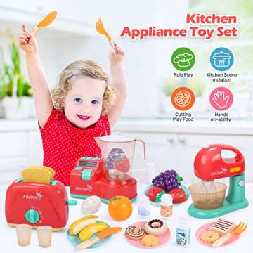 CUTE STONE Toy Kitchen Appliances Playset, Kids Kitchen Toy Mixer and Blender with Sound & Lights, P...