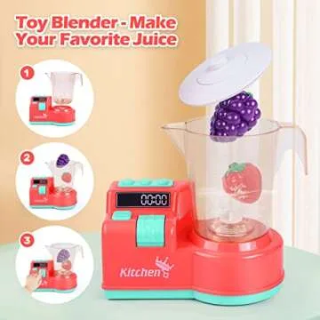 CUTE STONE Kids Kitchen Toy Set with Sound & Lights