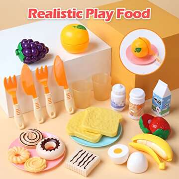 CUTE STONE Toy Kitchen Appliances Playset, Kids Kitchen Toy Mixer and Blender with Sound & Lights, Play Toaster, Cutting Play Food, Toddler Play Kitchen Accessories Set for Boys Girls