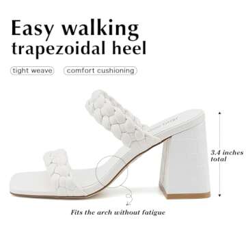 JENN ARDOR Women's Heeled Sandals Chunky Heel Square Toe Strappy Braided Sandals for Women Mules Hee...