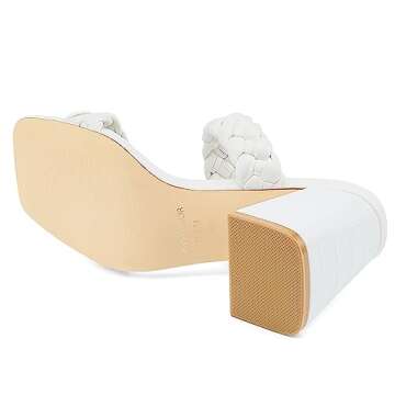 JENN ARDOR Women's Heeled Sandals Chunky Heel Square Toe Strappy Braided Sandals for Women Mules Heels Comfortable Slide Dress Sandals