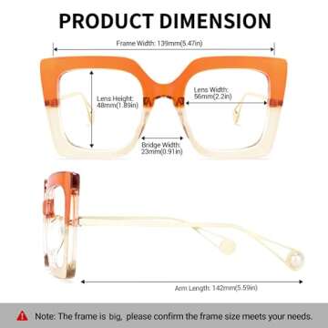 Zeelool Chic Oversized Square Blue Light Glasses for Women