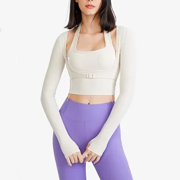 Stylish Flygo Yoga Shirt with Built-in Bra for Women